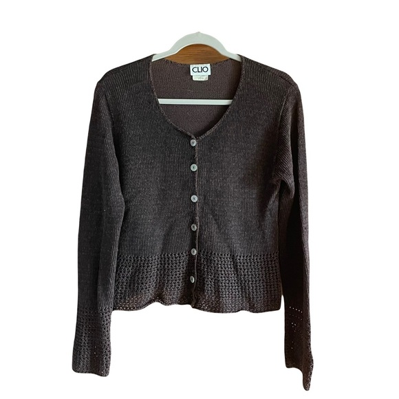 CLIO vintage Women's Brown button down Sweater size medium vintage - Picture 1 of 6